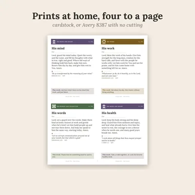A US Letter sheet of four prayer cards, ready to print at home.